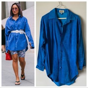 Vintage Berman’s 80s 90s blue suede shirt jacket